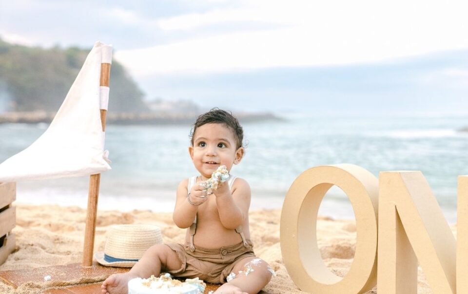 sailor cake smash bali baby photoshoot at nusa dua beach